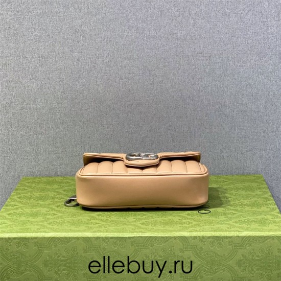 Gucci GG Marmont Geometric Mini, 16.5, Beige, Silver Hardware, Size: 16.5x10x5cm, Model: 476433