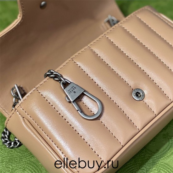 Gucci GG Marmont Geometric Mini, 16.5, Beige, Silver Hardware, Size: 16.5x10x5cm, Model: 476433