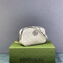 Gucci GG Marmont Geometric Medium, 24, White, Silver Hardware, Size: 24x13x7cm, Model: 443497