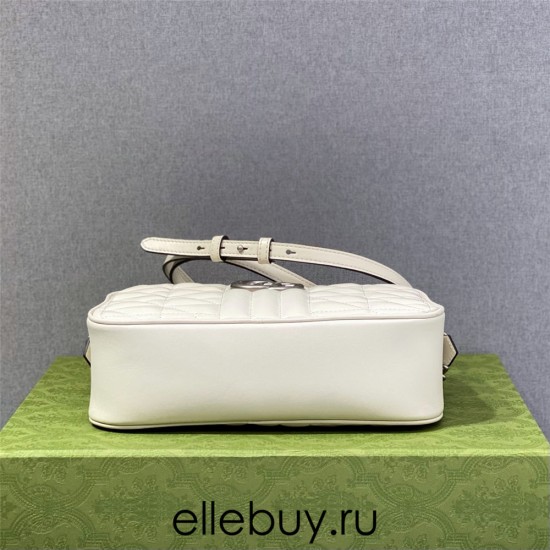 Gucci GG Marmont Geometric Medium, 24, White, Silver Hardware, Size: 24x13x7cm, Model: 443497