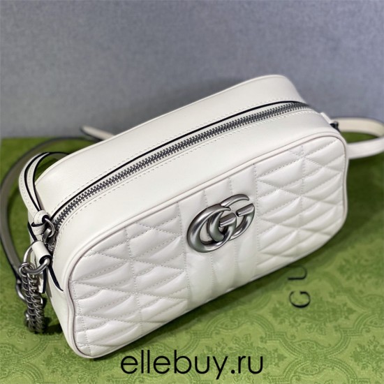 Gucci GG Marmont Geometric Medium, 24, White, Silver Hardware, Size: 24x13x7cm, Model: 443497