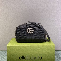 Gucci GG Marmont Geometric Medium, 24, Black, Silver Hardware, Size: 24x13x7cm, Model: 443497