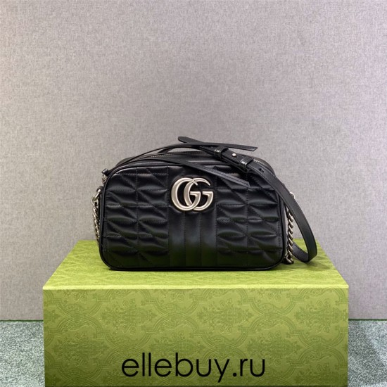 Gucci GG Marmont Geometric Medium, 24, Black, Silver Hardware, Size: 24x13x7cm, Model: 443497