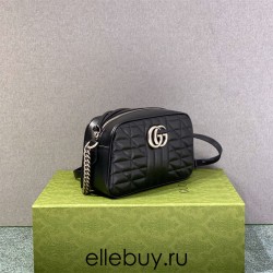 Gucci GG Marmont Geometric Medium, 24, Black, Silver Hardware, Size: 24x13x7cm, Model: 443497