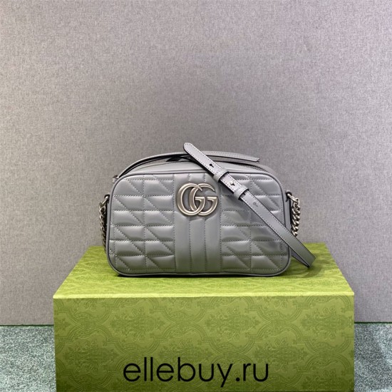 Gucci GG Marmont Geometric Medium, 24, Grey, Silver Hardware, Size: 24x13x7cm, Model: 443497