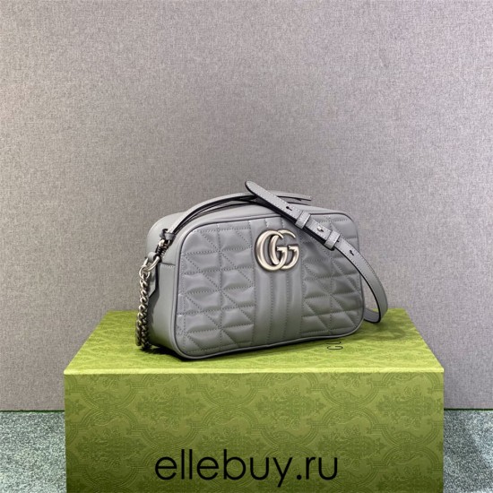 Gucci GG Marmont Geometric Medium, 24, Grey, Silver Hardware, Size: 24x13x7cm, Model: 443497