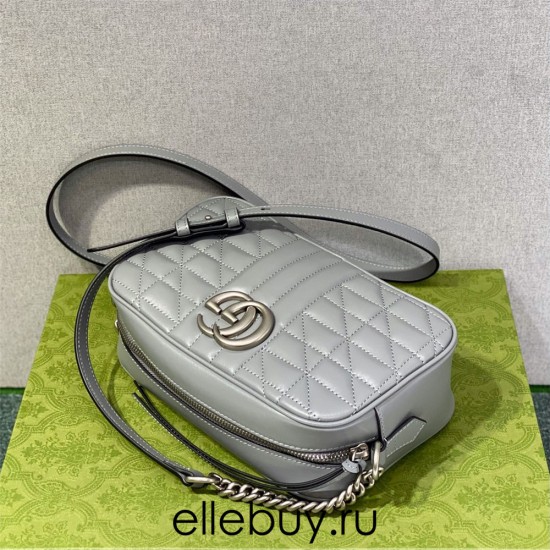 Gucci GG Marmont Geometric Medium, 24, Grey, Silver Hardware, Size: 24x13x7cm, Model: 443497