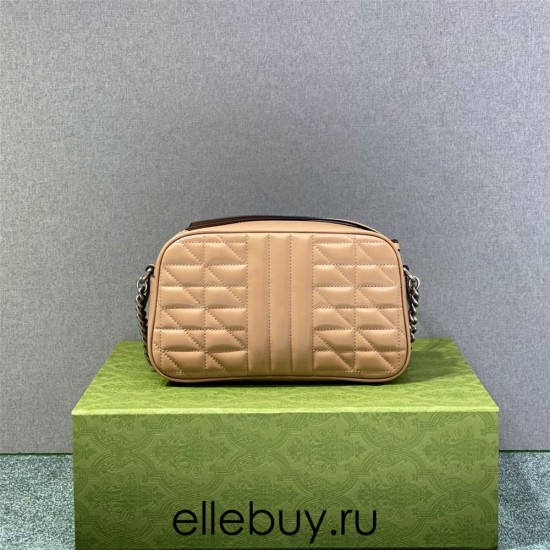 Gucci GG Marmont Geometric Medium, 24, Beige, Silver Hardware, Size: 24x13x7cm, Model: 443497