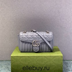 Gucci GG Marmont Geometric Medium, 26, Grey, Silver Hardware, Size: 26x15x7cm, Model: 443497