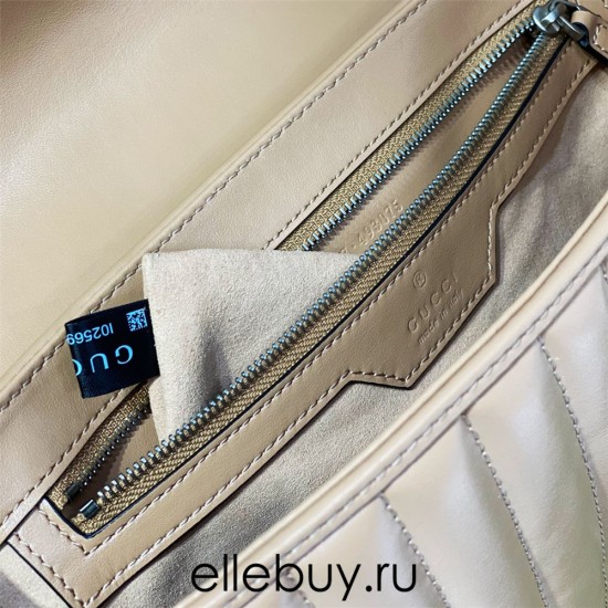 Gucci GG Marmont Geometric Medium, 26, Beige, Silver Hardware, Size: 26x15x7cm, Model: 443497