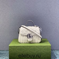 Gucci GG Marmont Geometric Small, 21, White, Silver Hardware, Size: 21x15.5x8cm, Model: 583571