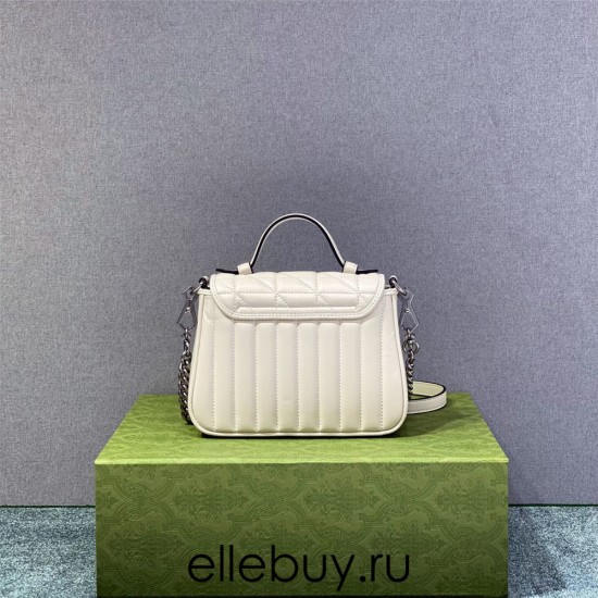 Gucci GG Marmont Geometric Small, 21, White, Silver Hardware, Size: 21x15.5x8cm, Model: 583571