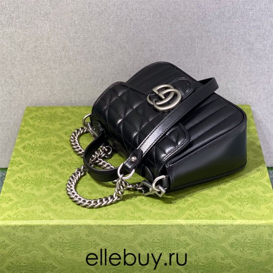 Gucci GG Marmont Geometric Small, 21, Black, Silver Hardware, Size: 21x15.5x8cm, Model: 583571