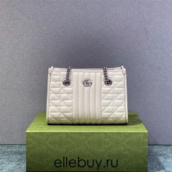 Gucci GG Marmont Geometric Medium, 26.5, White, Silver Hardware, Size: 26.5x19x11cm, Model: 681483