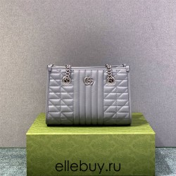 Gucci GG Marmont Geometric Medium, 26.5, Grey, Silver Hardware, Size: 26.5x19x11cm, Model: 681483