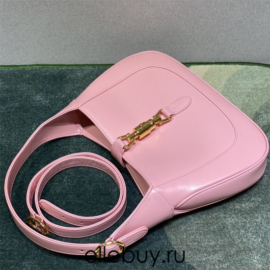 Gucci Jackie 1961, Full Leather, Imported Italian Leather, Small 27.5cm, Pink, Gold Hardware, Size: 27.5x19x4cm, Model: 636706