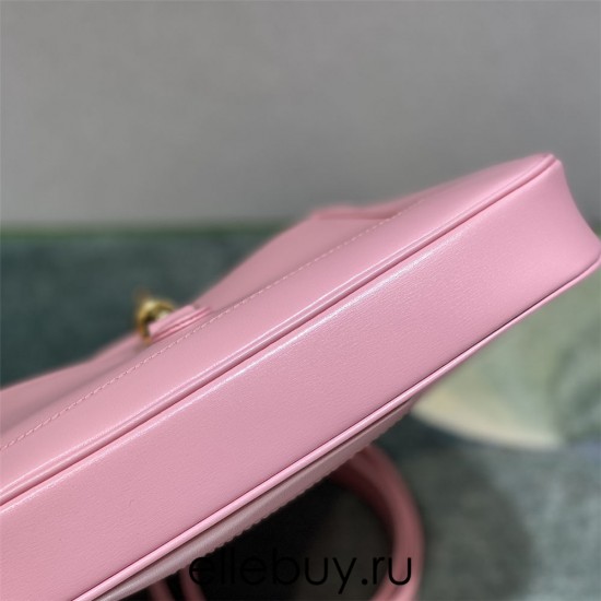 Gucci Jackie 1961, Full Leather, Imported Italian Leather, Small 27.5cm, Pink, Gold Hardware, Size: 27.5x19x4cm, Model: 636706