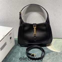 Gucci Jackie 1961, Full Leather, Imported Italian Leather, Small 27.5cm, Black, Gold Hardware, Size: 27.5x19x4cm, Model: 636706