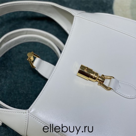 Gucci Jackie 1961, Full Leather, Imported Italian Leather, Small 27.5cm, White, Gold Hardware, Size: 27.5x19x4cm, Model: 636706