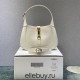 Gucci Jackie 1961, Full Leather, Imported Italian Leather, Small 27.5cm, White, Gold Hardware, Size: 27.5x19x4cm, Model: 636706