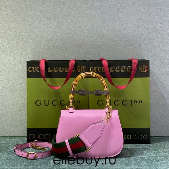 Gucci Bamboo 1947, Small 21cm, Pink, Gold Hardware, Size: 21x15x7cm, Model: 675797