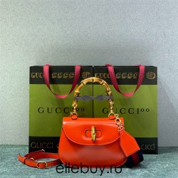 Gucci Bamboo 1947, Small 21cm, Red, Gold Hardware, Size: 21x15x7cm, Model: 675797