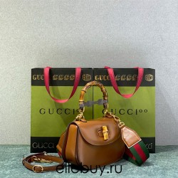 Gucci Bamboo 1947, Small 21cm, Brown, Gold Hardware, Size: 21x15x7cm, Model: 675797