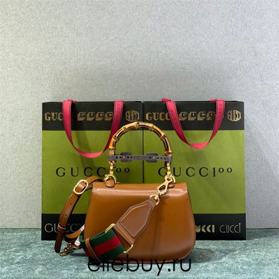 Gucci Bamboo 1947, Small 21cm, Brown, Gold Hardware, Size: 21x15x7cm, Model: 675797