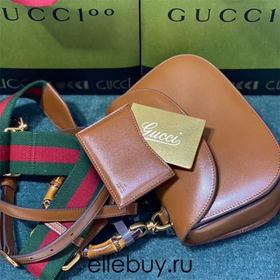 Gucci Bamboo 1947, Small 21cm, Brown, Gold Hardware, Size: 21x15x7cm, Model: 675797