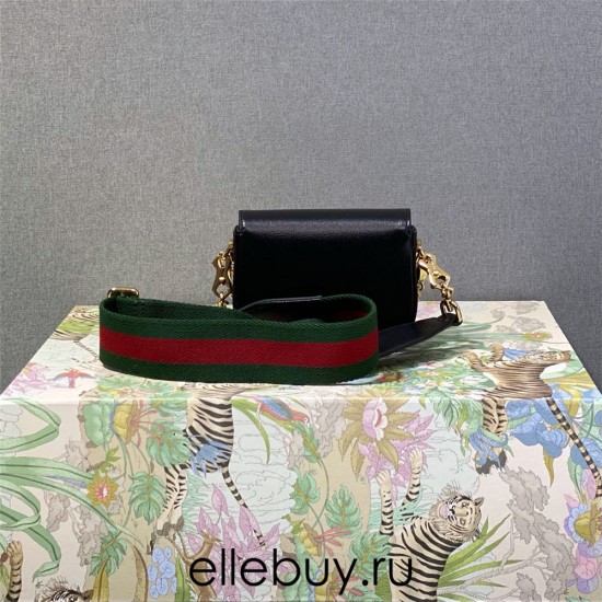 Gucci Horsebit 1955 Super Mini, 12, Black, Full Leather, Gold Hardware, Size: 12x9x4cm, Model: 699760