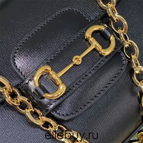 Gucci Horsebit 1955, New Full Leather, Black, Gold Hardware, Size: 22x16x10.5cm, Model: 703848