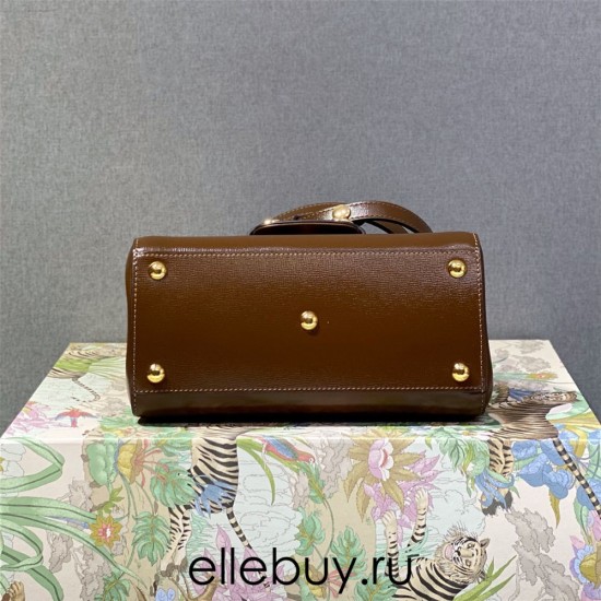 Gucci Horsebit 1955, New Full Leather, Brown, Gold Hardware, Size: 22x16x10.5cm, Model: 703848