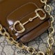 Gucci Horsebit 1955, New Full Leather, Brown with Monogram, Gold Hardware, Size: 22x16x10.5cm, Model: 703848