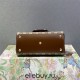 Gucci Horsebit 1955, New Full Leather, Brown with Monogram, Gold Hardware, Size: 22x16x10.5cm, Model: 703848