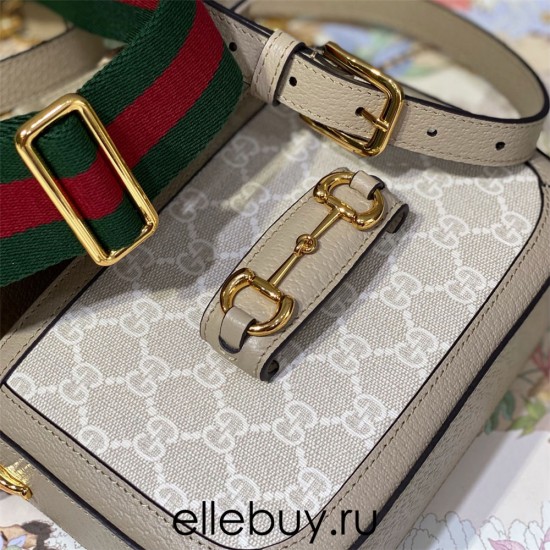 Gucci Beige White, Oatmeal Color, Horsebit 1955 Small, Model: 658574, Size: 20.5x14.5x5cm