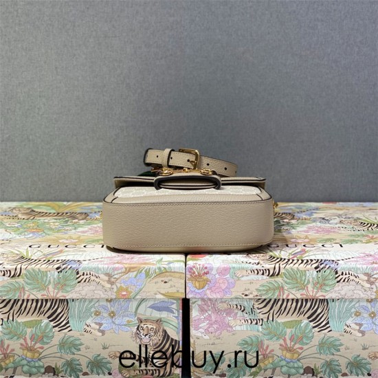 Gucci Beige White, Oatmeal Color, Horsebit 1955 Small, Model: 658574, Size: 20.5x14.5x5cm