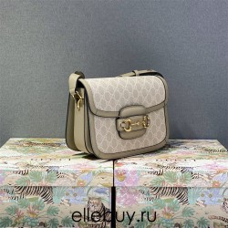 Gucci Beige White, Oatmeal Color, Horsebit 1955 Large, Model: 602204, Size: 25x18x8cm