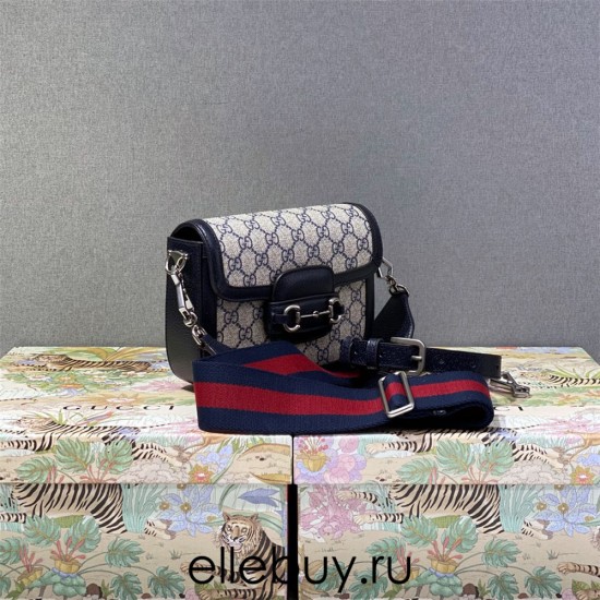 Gucci Horsebit 1955, Blue Monogram, Model: 658574, Size: 20.5x15x5cm