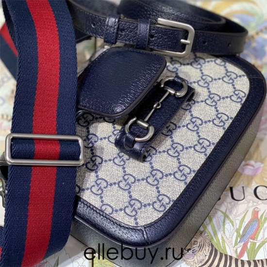 Gucci Horsebit 1955, Blue Monogram, Model: 658574, Size: 20.5x15x5cm