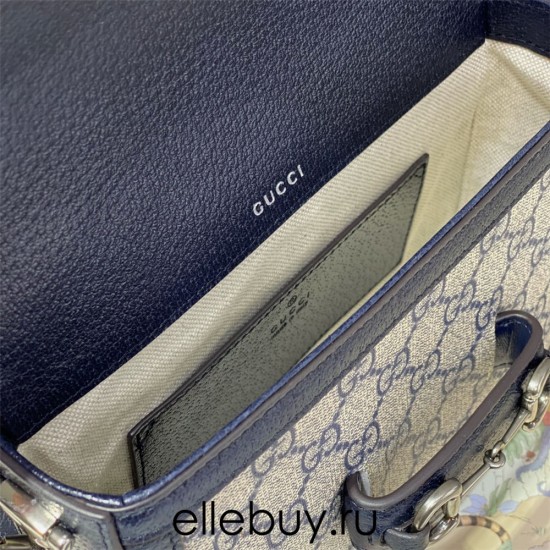 Gucci Horsebit 1955, Blue Monogram, Model: 658574, Size: 20.5x15x5cm