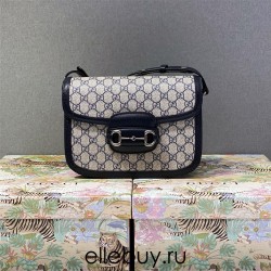 Gucci Horsebit 1955, Blue Monogram, Model: 602204, Size: 25x18x8cm