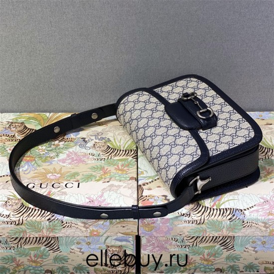 Gucci Horsebit 1955, Blue Monogram, Model: 602204, Size: 25x18x8cm