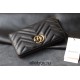 Gucci GG Marmont Wallet, Zipper Closure, Long, Black, Gold Hardware, Size: 19x9x3cm, Model: 443436