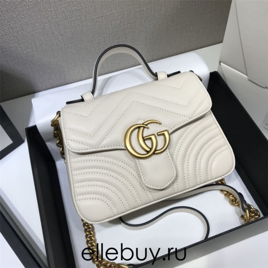 Gucci GG Marmont Mini, 21, White, Model: 547260, Size: 21x15x8cm