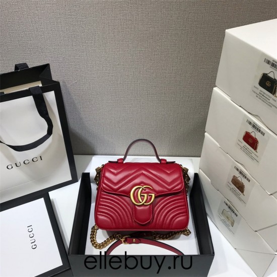 Gucci GG Marmont Mini, 21, Red, Model: 547260, Size: 21x15x8cm