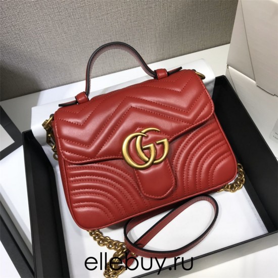 Gucci GG Marmont Mini, 21, Red, Model: 547260, Size: 21x15x8cm