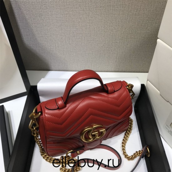 Gucci GG Marmont Mini, 21, Red, Model: 547260, Size: 21x15x8cm