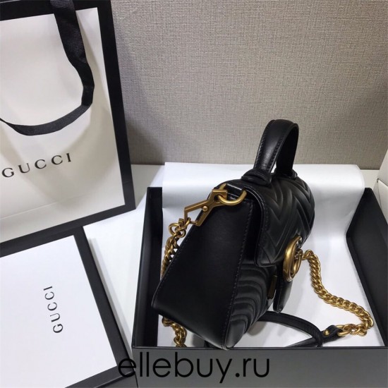 Gucci GG Marmont Mini, 21, Black, Model: 547260, Size: 21x15x8cm