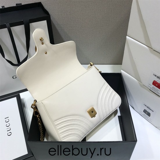 Gucci GG Marmont Mini, 26.5, White, Model: 498110, Size: 26.5x20x9cm