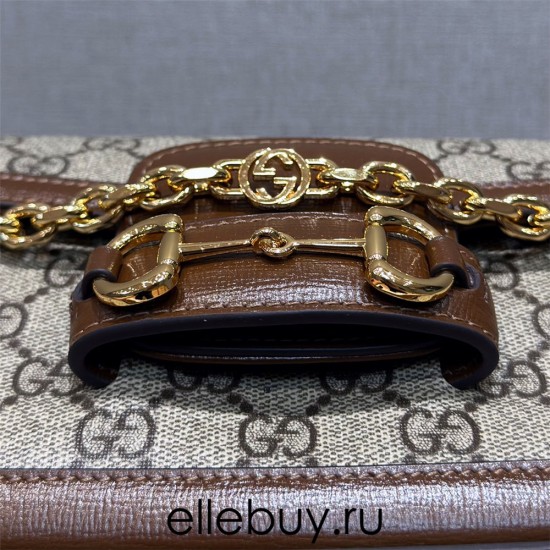 Gucci Horsebit 1955, Baguette, Monogram, Gold, Model: 735178, Size: 24x12x6cm